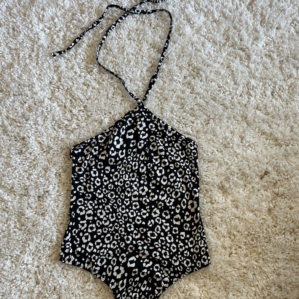 Blue Blush Black Leopard Bodysuit